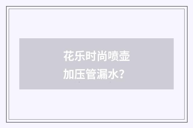 花乐时尚喷壶加压管漏水?