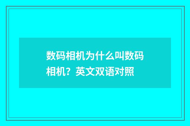 数码相机为什么叫数码相机?英文双语对照