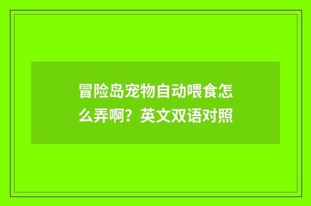 冒险岛宠物自动喂食怎么弄啊?英文双语对照