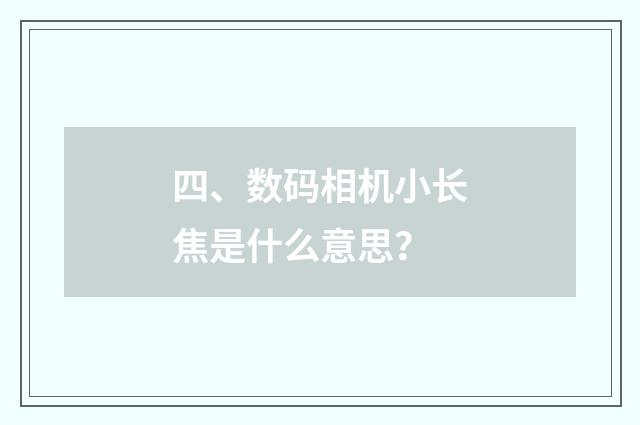 四、数码相机小长焦是什么意思?