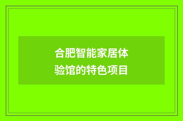 合肥智能家居体验馆的特色项目