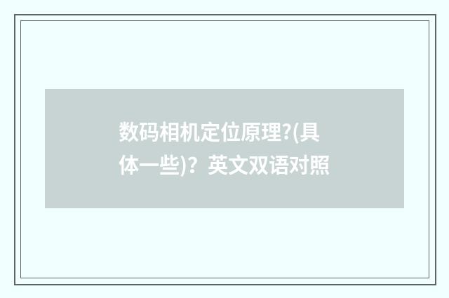 数码相机定位原理?(具体一些)？英文双语对照