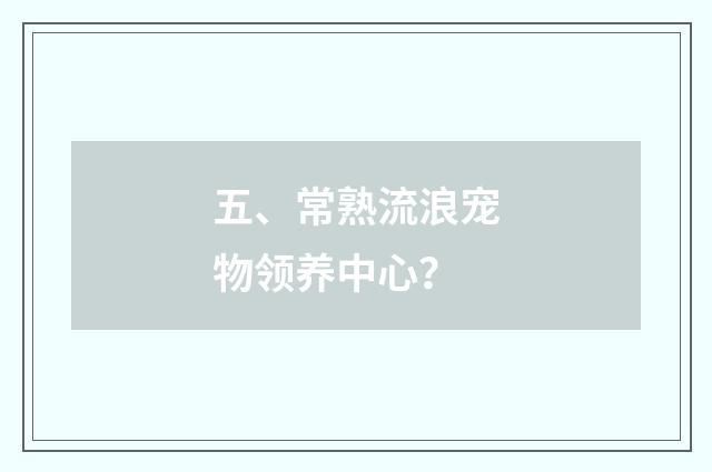 五、常熟流浪宠物领养中心?