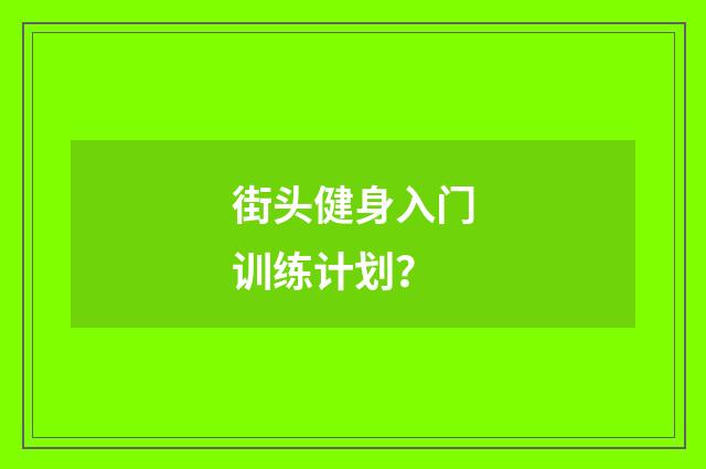 街头健身入门训练计划?