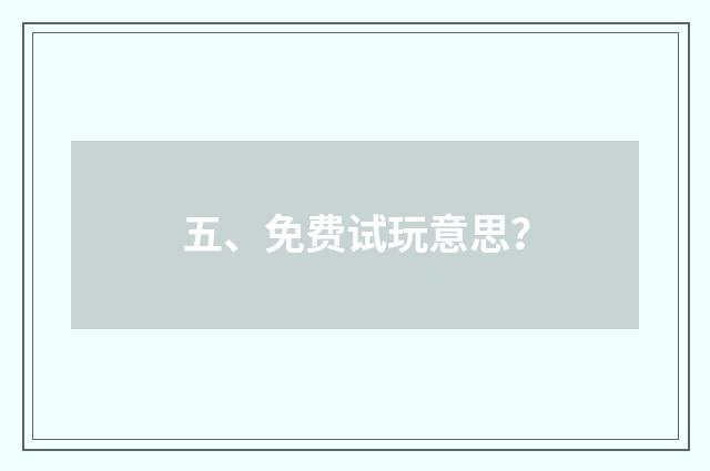 五、免费试玩意思?