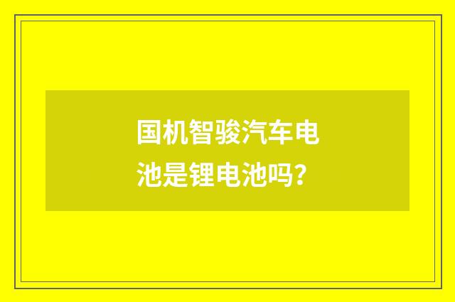 国机智骏汽车电池是锂电池吗?