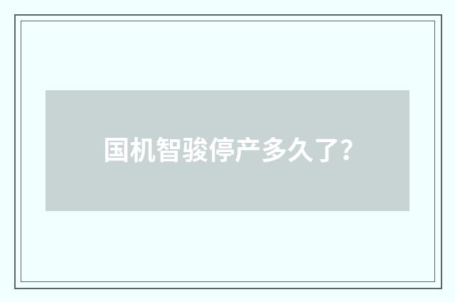 国机智骏停产多久了?