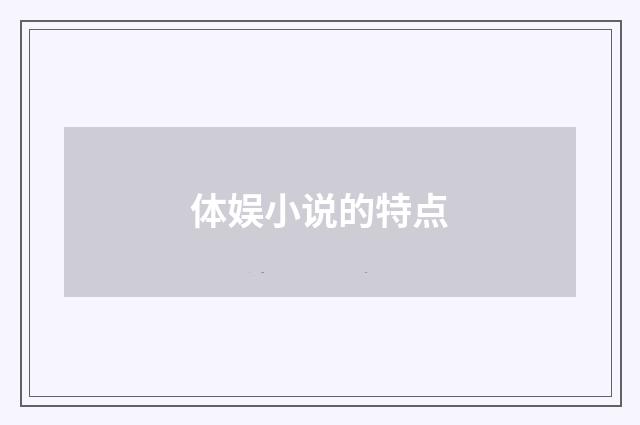 体娱小说的特点