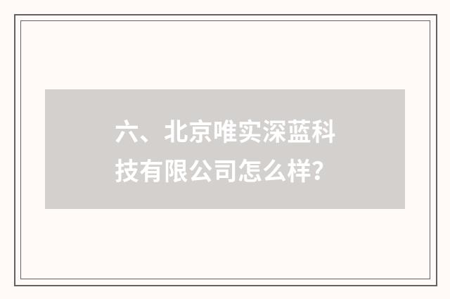 六、北京唯实深蓝科技有限公司怎么样?