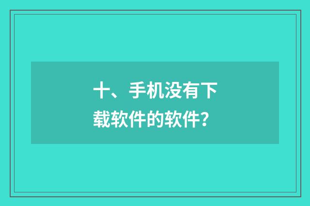 十、手机没有下载软件的软件?