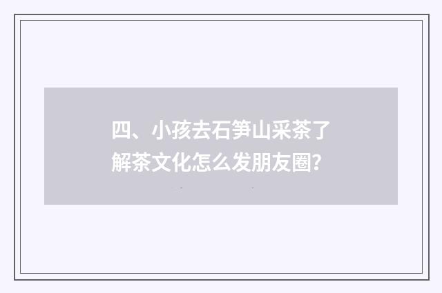 四、小孩去石笋山采茶了解茶文化怎么发朋友圈?