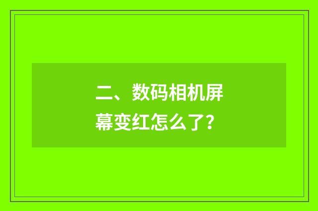 二、数码相机屏幕变红怎么了?
