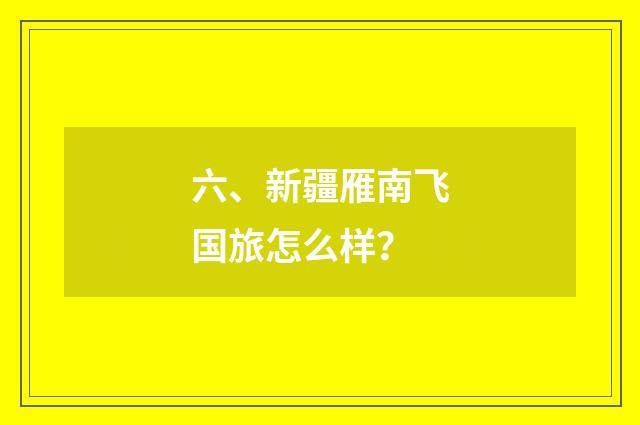 六、新疆雁南飞国旅怎么样?
