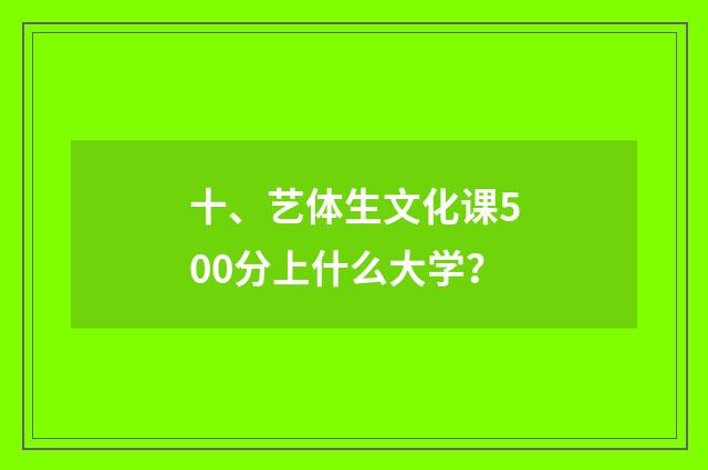 十、艺体生文化课500分上什么大学?