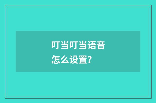 叮当叮当语音怎么设置？