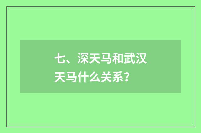 七、深天马和武汉天马什么关系？