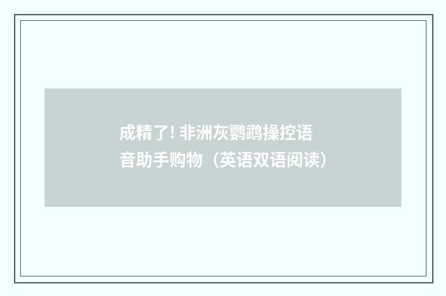 成精了! 非洲灰鹦鹉操控语音助手购物(英语双语阅读)