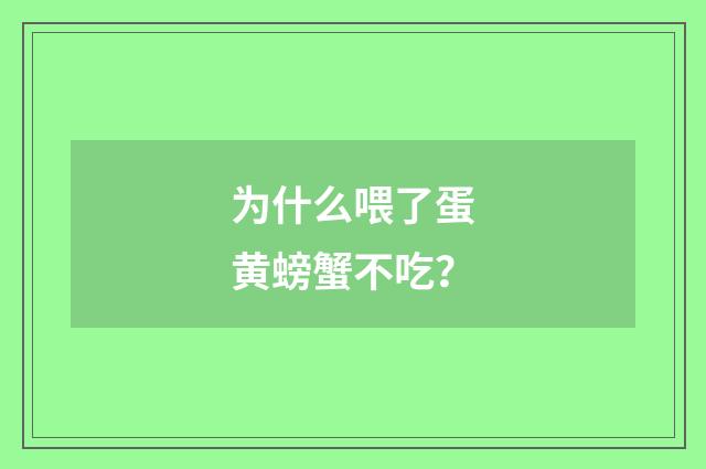为什么喂了蛋黄螃蟹不吃？