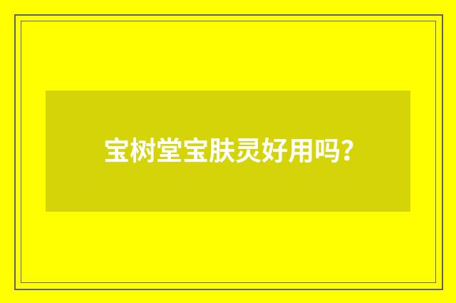 宝树堂宝肤灵好用吗?
