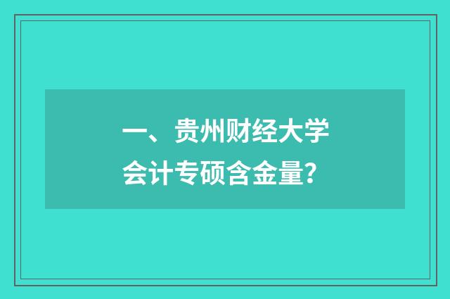 一、贵州财经大学会计专硕含金量?
