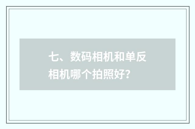七、数码相机和单反相机哪个拍照好?