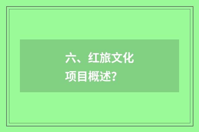 六、红旅文化项目概述?