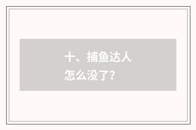 十、捕鱼达人怎么没了?