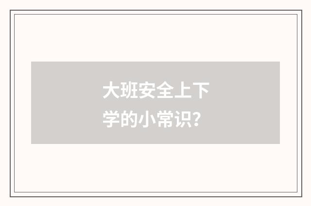 大班安全上下学的小常识？
