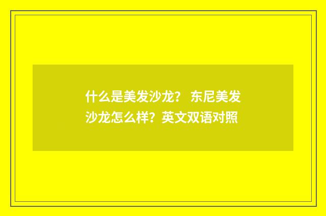 什么是美发沙龙? 东尼美发沙龙怎么样?英文双语对照