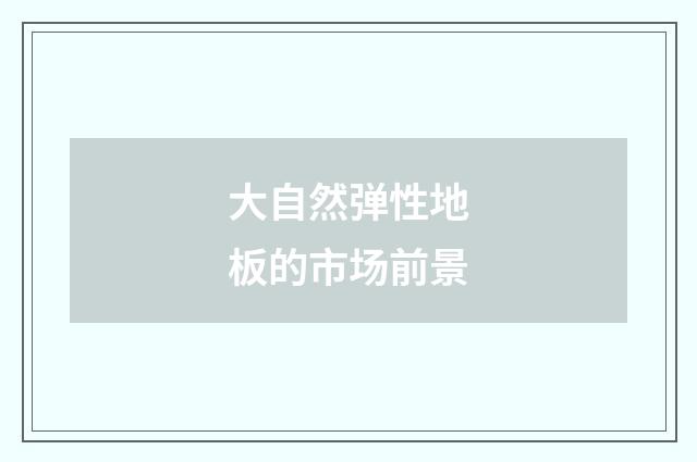 大自然弹性地板的市场前景