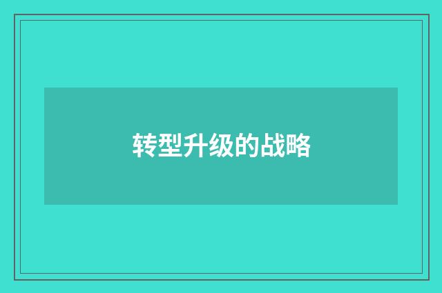 转型升级的战略