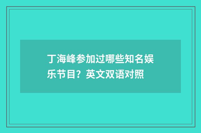 丁海峰参加过哪些知名娱乐节目？英文双语对照