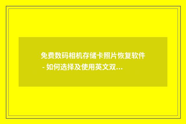 免费数码相机存储卡照片恢复软件 - 如何选择及使用英文双语对照