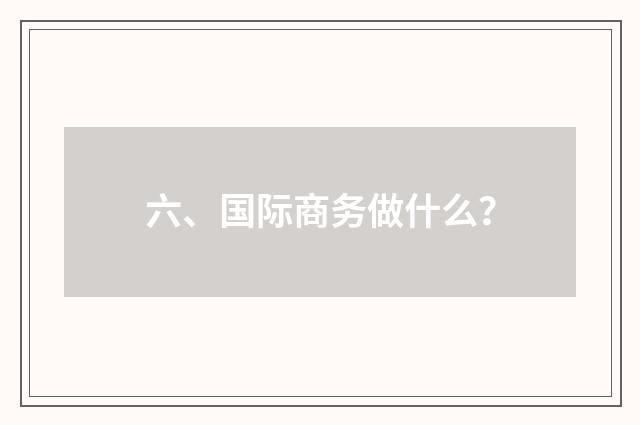 六、国际商务做什么？