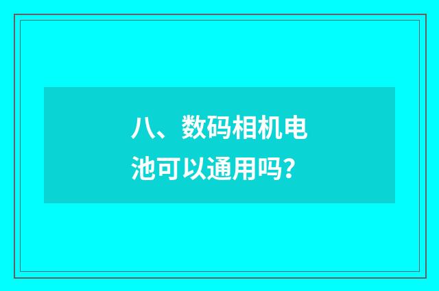 八、数码相机电池可以通用吗?