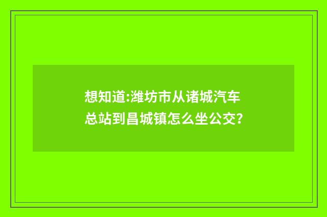 想知道:潍坊市从诸城汽车总站到昌城镇怎么坐公交？