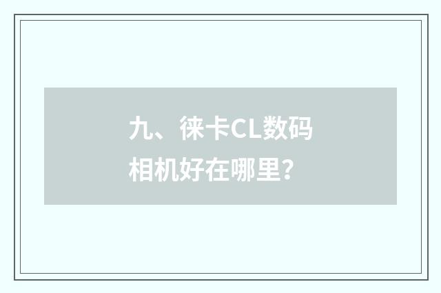 九、徕卡CL数码相机好在哪里？