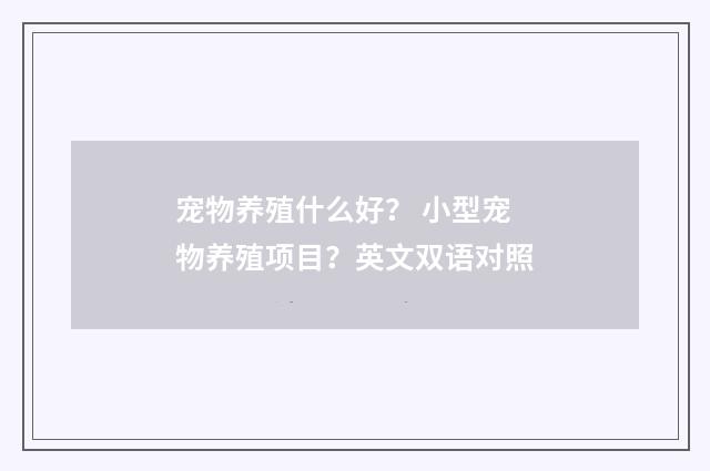 宠物养殖什么好? 小型宠物养殖项目?英文双语对照