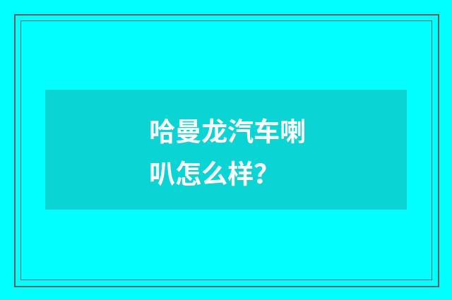 哈曼龙汽车喇叭怎么样？