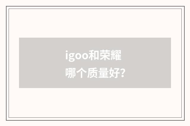 igoo和荣耀哪个质量好？