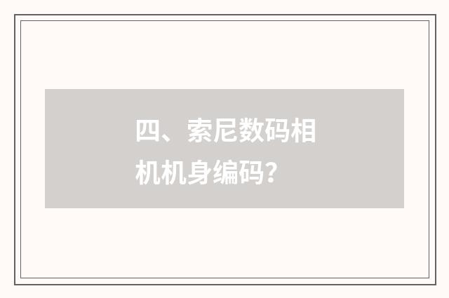 四、索尼数码相机机身编码?