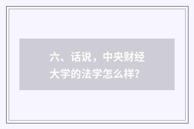 六、话说,中央财经大学的法学怎么样?