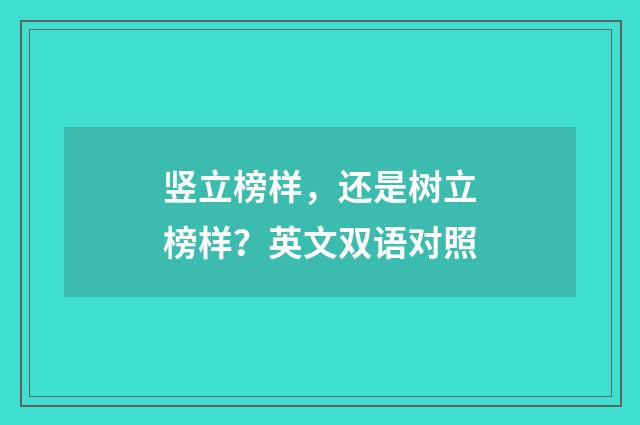 竖立榜样，还是树立榜样？英文双语对照