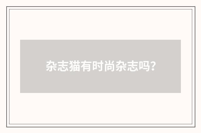 杂志猫有时尚杂志吗？