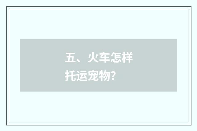 五、火车怎样托运宠物？