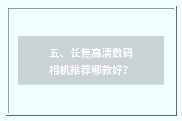 五、长焦高清数码相机推荐哪款好?