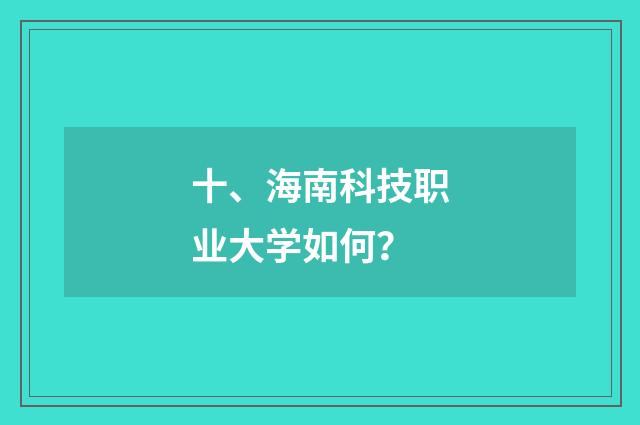 十、海南科技职业大学如何?