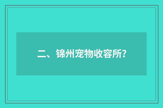 二、锦州宠物收容所?