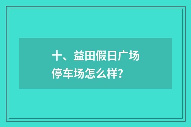 十、益田假日广场停车场怎么样?