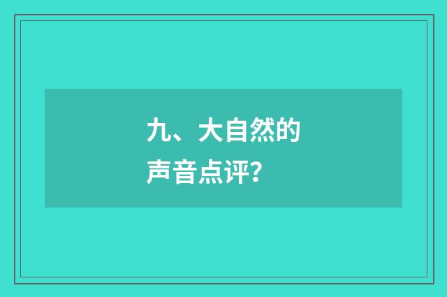 九、大自然的声音点评?